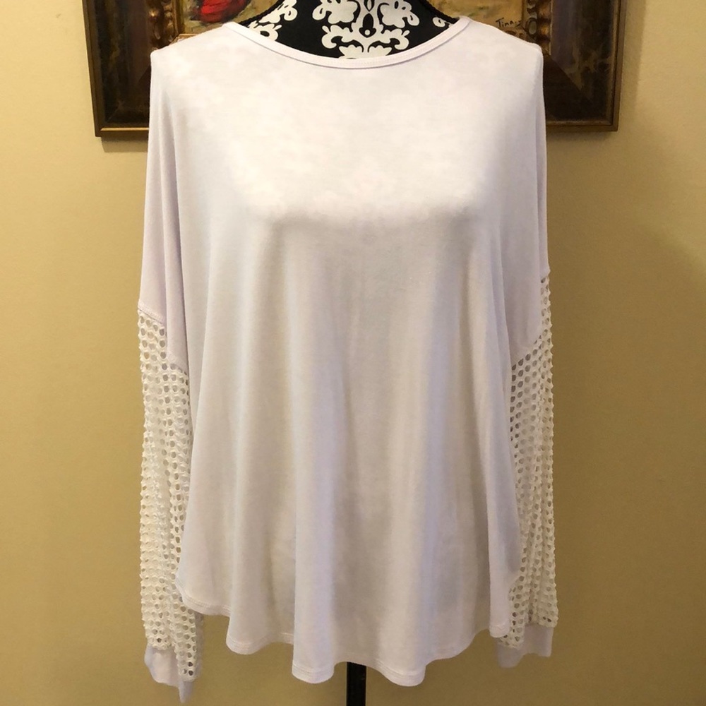 Ariella Comfy open weave long dolman sleeves top